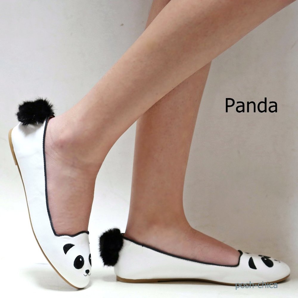 Women's Flats - Black & White - Picture 2 of 2